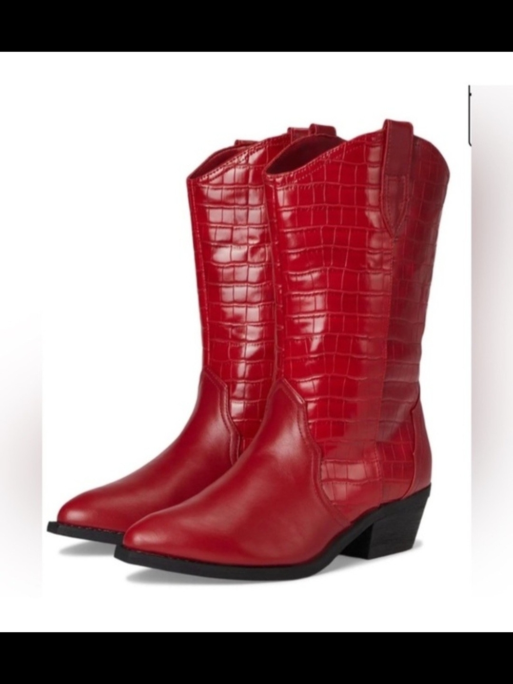 DV by Dolce Vita Red Croc-Embossed Western Heeled Boots